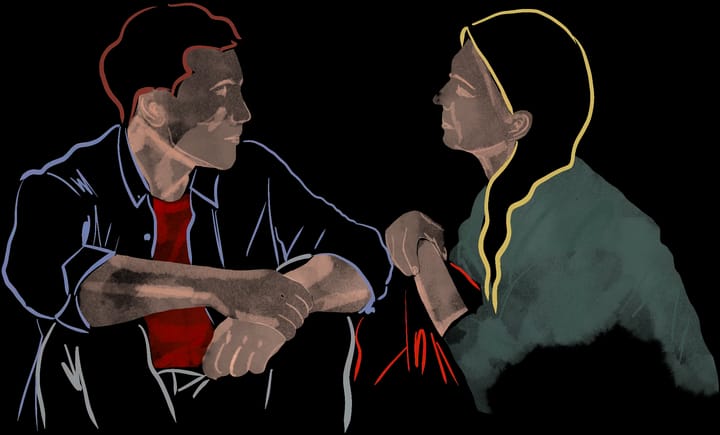 Ilustrace jak si pár lidí povídá